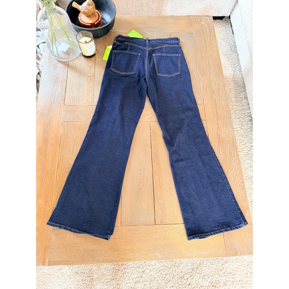 Sam Edelman Bay Flare Trouser Jean Womens 30 Dark Blue NWT High Rise Pintuck - Picture 3 of 6